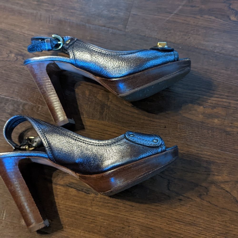 Coach Platform Open Toe Clasp Strap Heel 6.5b - M… - image 3